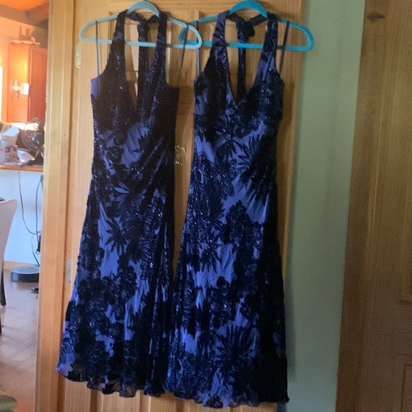 Georgiou Sapphire Beaded Velvet Embellished Halter Gowns NWT - Picture 1 of 1